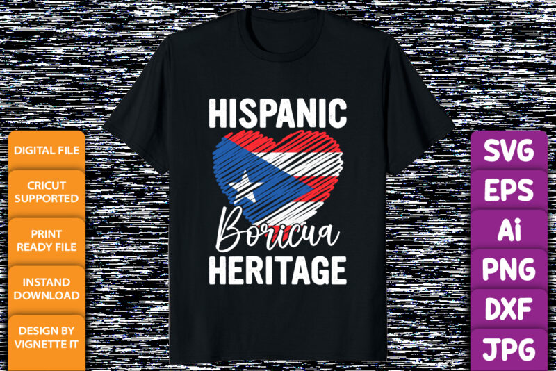 Puerto Rican Hispanic Heritage Boricua Puerto Rico Heart Shirt print template