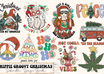 Hippie Groovy Christmas Sublimation Bundle graphic t shirt