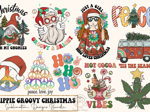 Hippie groovy christmas sublimation bundle graphic t shirt
