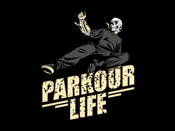Parkour skull t shirt illustration