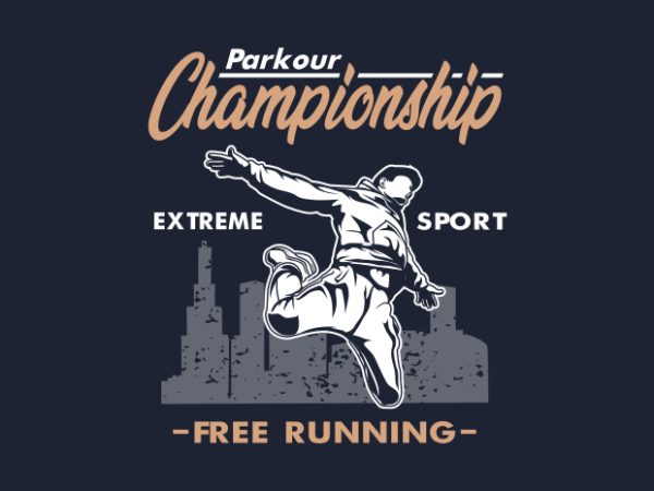 Parkour free run championship t shirt illustration