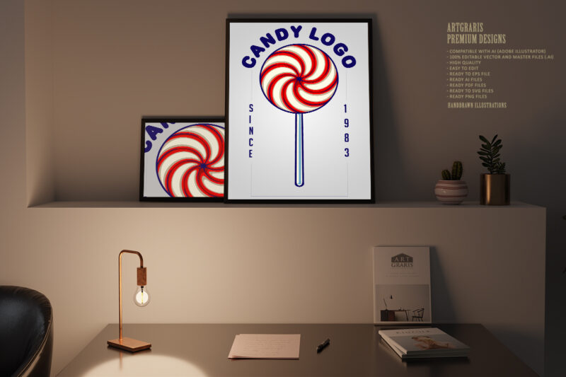 Candy sweet logo vintage svg