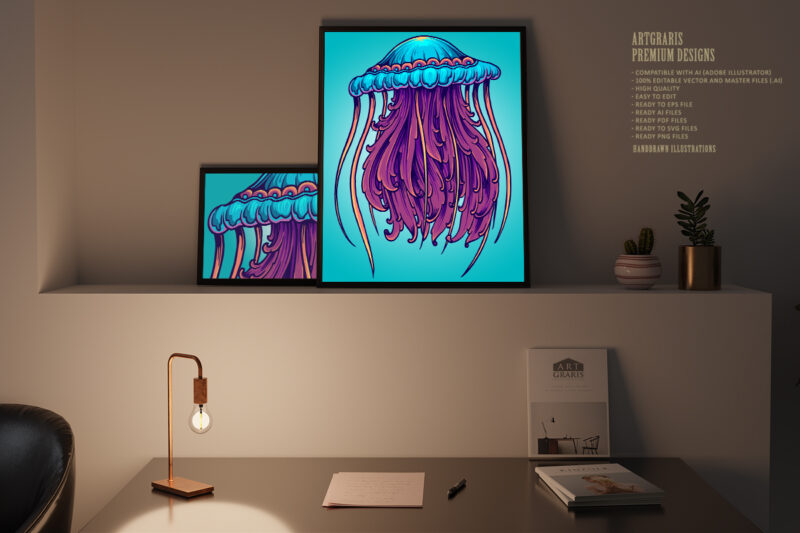 Jellyfish luxury classic ornament svg