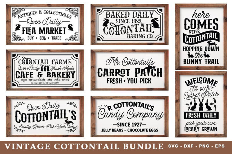 Vintage Cottontail SVG Bundle