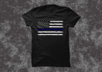 US Police Flag, thin blue line flag, blue line american flag t shirt sale