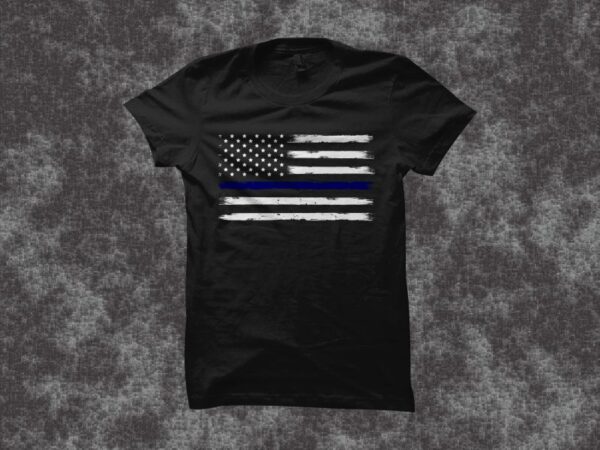 Us police flag, thin blue line flag, blue line american flag t shirt sale