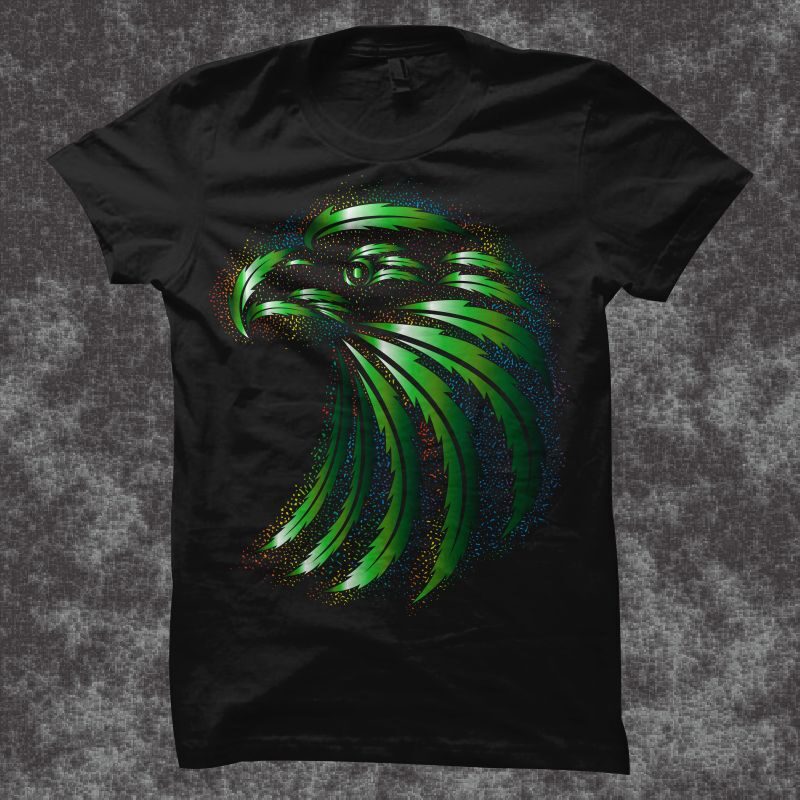 Green eagle vector illustration, cannabis svg, weed t-shirt design, smoker t shirt design, weed svg, cannabis t shirt design for sale
