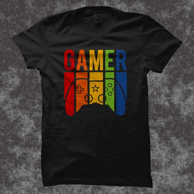 Gamer vector illustration, gaming controler t shirt design, gaming ...