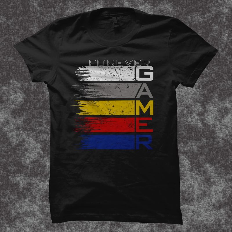 Gaming gamer t shirt design – forever gamer – forever gaming t-shirt design for sale