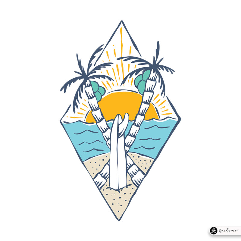 Surfboard and Beach - Buy t-shirt designs