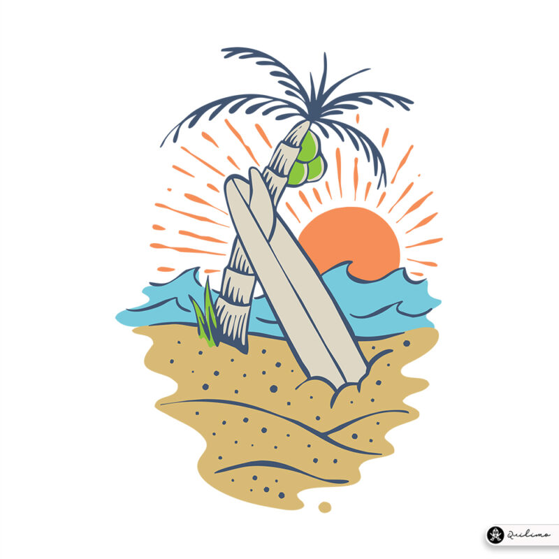 Surfboard and Beach
