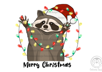 Racoon Merry Christmas Sublimation