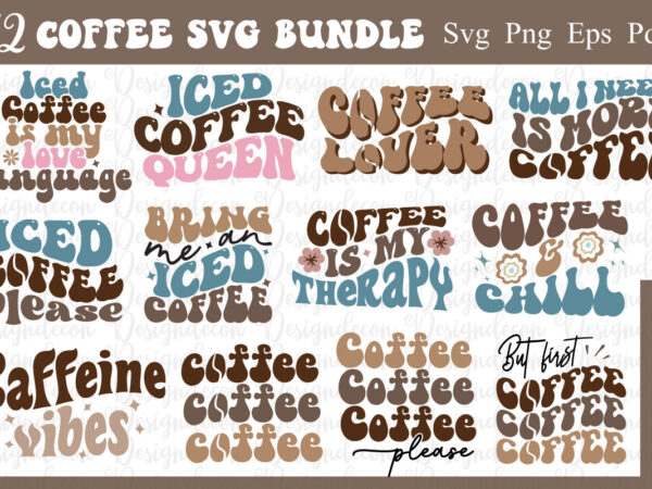 Retro coffee png sublimation t-shirt designs bundle