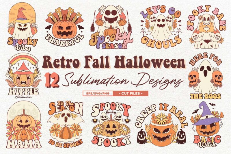 Fall Mega Bundle, Halloween Mega Bundle, Retro Fall T shirt Designs Bundle, Autumn mega bundle