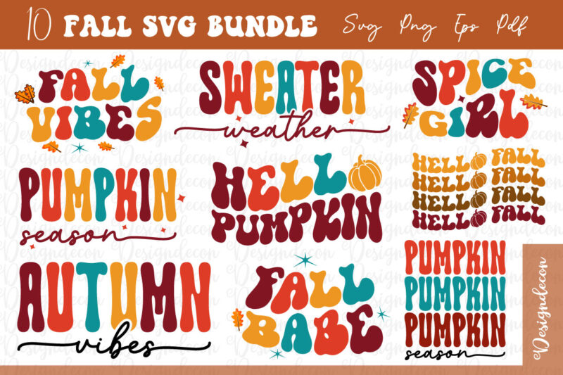 Retro Fall Autumn Sublimation SVG T-shirt Bundle