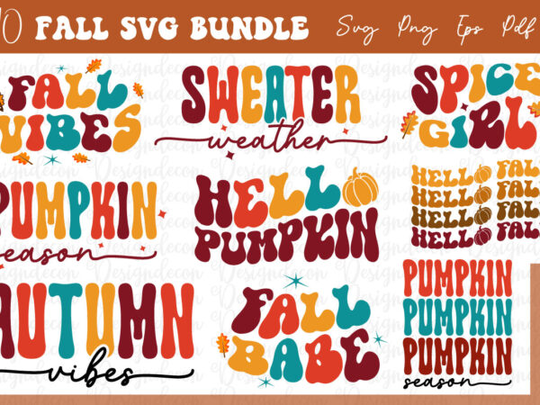 Retro fall autumn sublimation svg t-shirt bundle