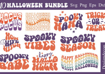 Retro Halloween PNG Sublimation T-shirt Designs Bundle