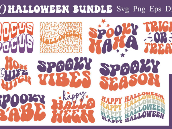 Retro halloween png sublimation t-shirt designs bundle
