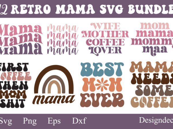 Retro mama coffee png sublimation t-shirt designs bundle