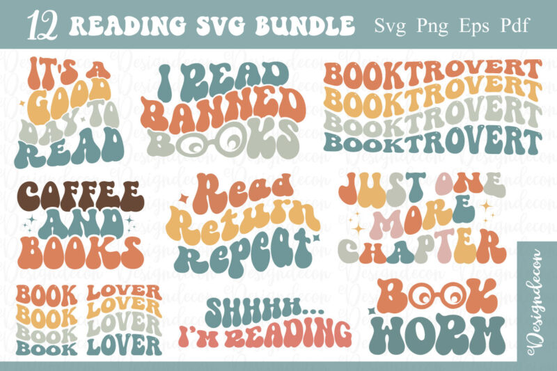 Retro Reading PNG Sublimation SVG T-shirt Bundle