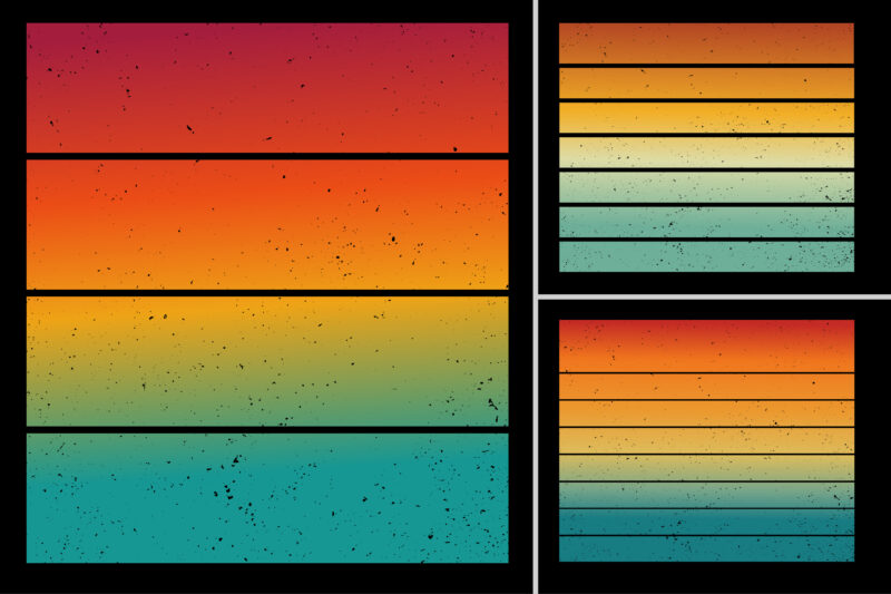 Sunset Vintage Retro Grunge Background Bundle for T-Shirt Design