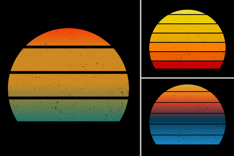 Sunset Retro Vintage Grunge Background Bundle for T-Shirt Design
