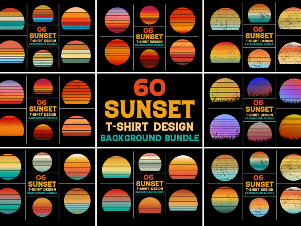 Retro vintage sunset colorful background for t-shirt design