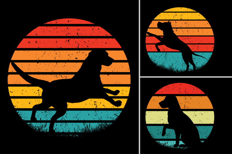 Dog Cat Sunset T-Shirt Design Graphic Bundle