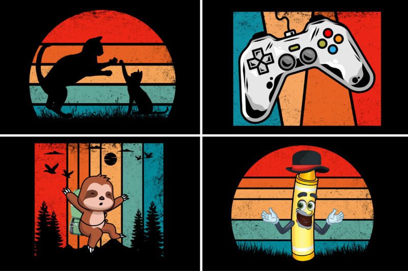 Sunset T-Shirt Design Graphic Bundle