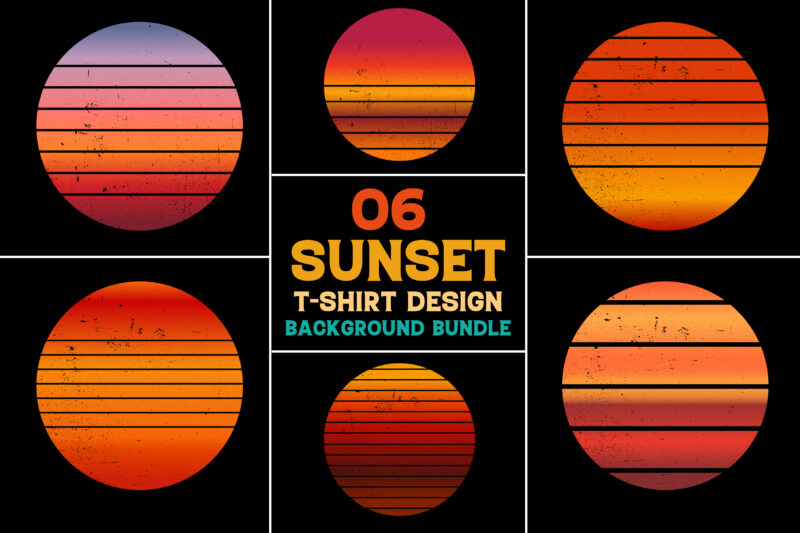 Retro Vintage Sunset Colorful Background for T-Shirt Design