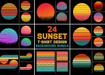 Retro Vintage Sunset Grunge Background Bundle for T-Shirt Design