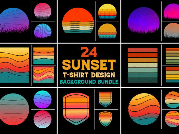Retro vintage sunset grunge background bundle for t-shirt design