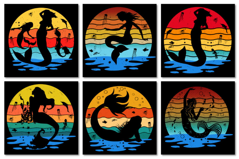 Sunset Retro Vintage T-Shirt Design Graphic Vector Bundle