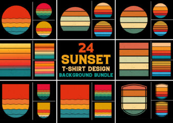 Retro Vintage Sunset T-Shirt Design Background Vector Bundle