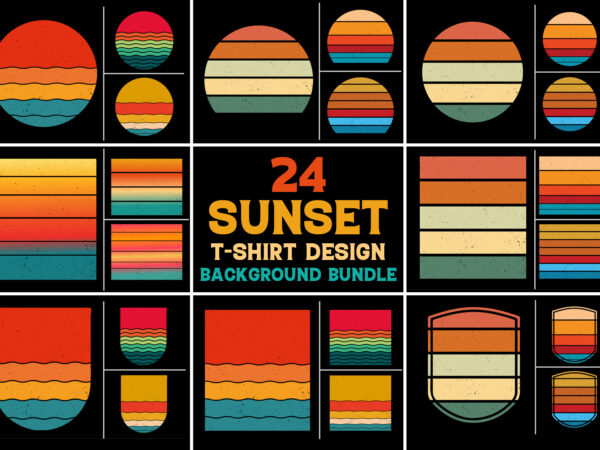 Retro vintage sunset t-shirt design background vector bundle