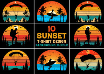 Retro Vintage Sunset T-Shirt Design Graphic Vector Bundle