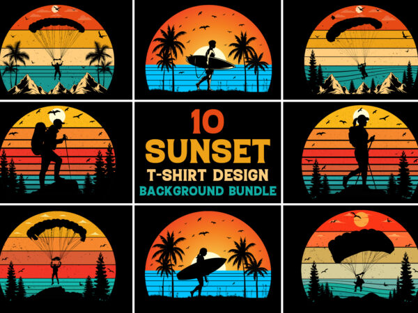 Retro vintage sunset t-shirt design graphic vector bundle