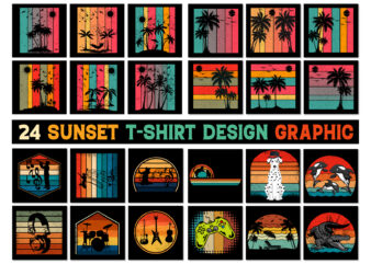 Retro Vintage Sunset T-Shirt Design Graphic Vector Bundle