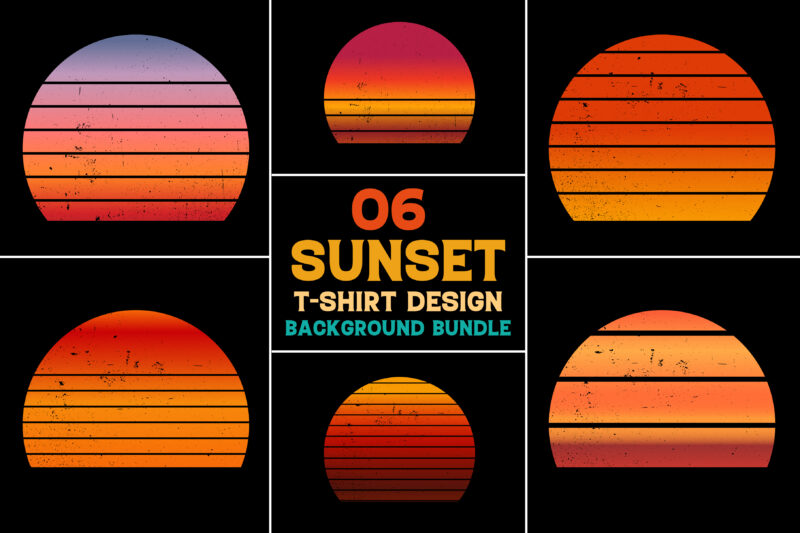 Retro Vintage Sunset Colorful Background for T-Shirt Design
