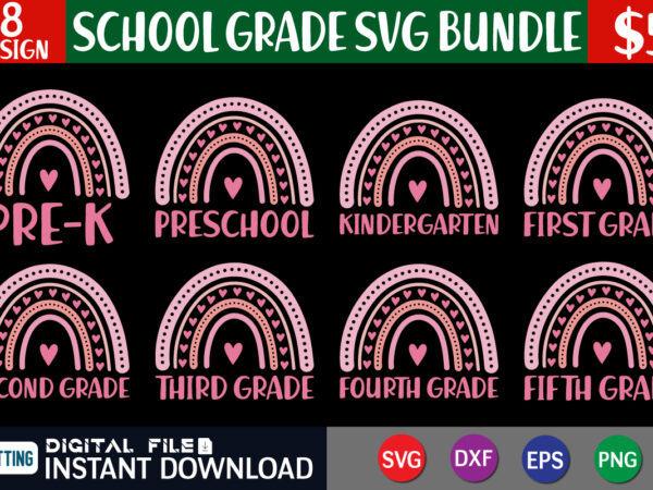 Rainbow grade bundle svg, back to school bundle, back to school shirts, first day of school svg, school svg bundle, teacher svg, cricut svg, cut file for cricut t shirt design online