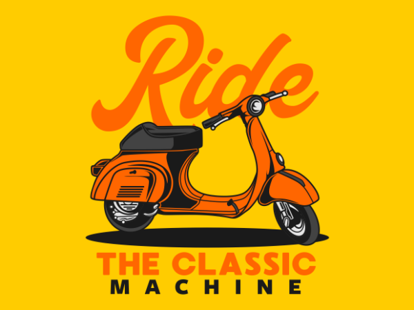 SCOOTER THE CLASSIC MACHINE t shirt template vector