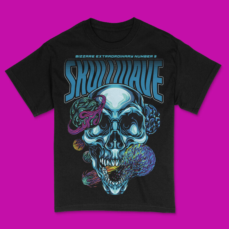 Skullwave in Space Part 3 T-Shirt Design Template