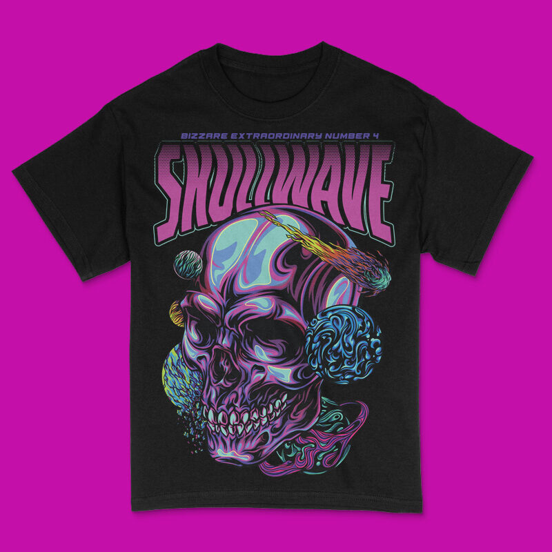 Skullwave in Space Part 4 T-Shirt Design Template