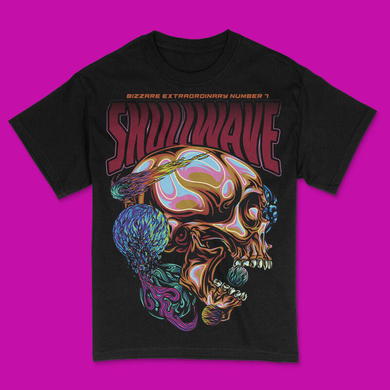 Skullwave in Space Part 1 T-Shirt Design Template