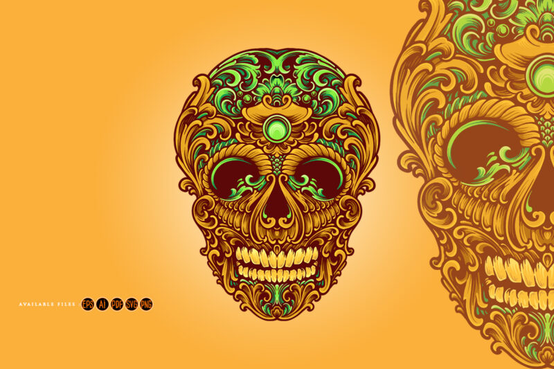 Skull head classic ornament svg