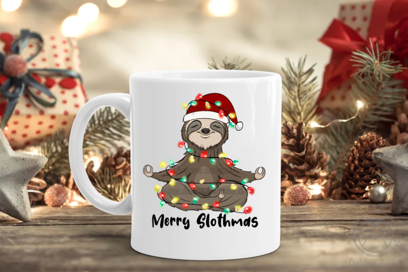 Merry Slothmas Sublimation Design