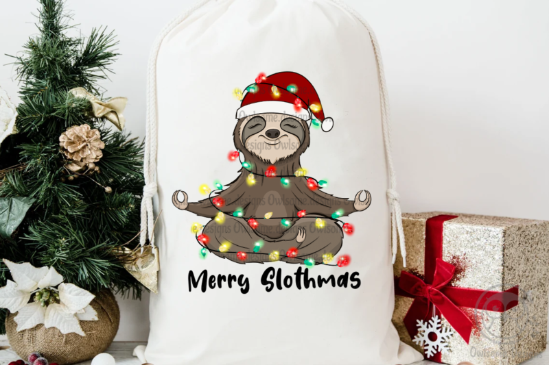 Merry Slothmas Sublimation Design