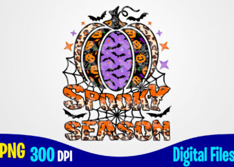 Spooky Season Halloween funny woman and kids leopard sublimation png design, Pumpkin png, Halloween png, spooky vibes png, halloween png t shirt designs for sale