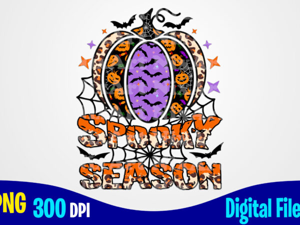 Spooky season halloween funny woman and kids leopard sublimation png design, pumpkin png, halloween png, spooky vibes png, halloween png t shirt designs for sale