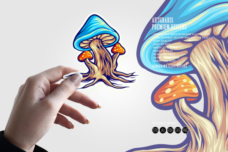 Funny mushrooms colorful svg
